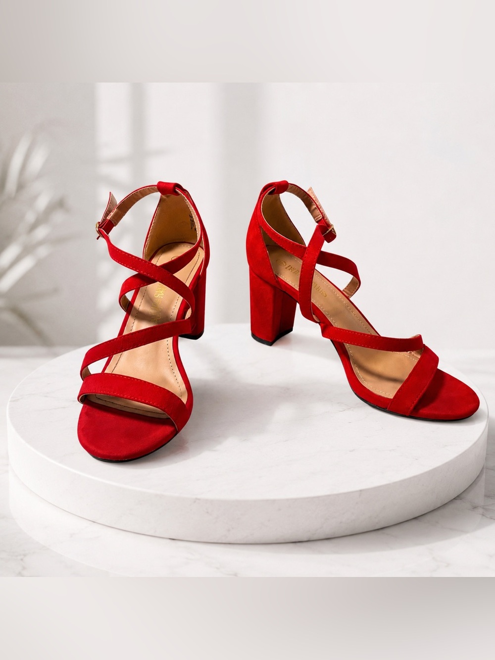 Dream Pairs Red Strappy Block Heel Sandals Women’s Size 9